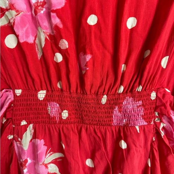 Free People Red Floral Polka Dot Mini Dress - Picture 5 of 5